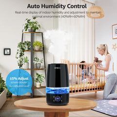KNKA 4.5L Humidifier for Room - Quiet, Auto Humidity Control, Essential Oil Diffuser, 40H Runtime, Top Fill, Easy Clean, Anti-Leak