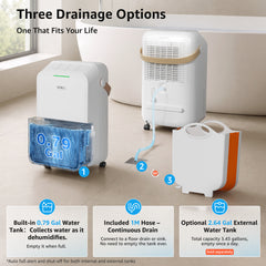 KNKA Pro Dehumidifier for Home and Basement, MAX 34 Pints Dehumidifier with Drain Hose, Up to 2500 Sq.Ft., Smart Humidity Control, Auto Defrost, Quiet Operation, 24H Timer(Test at 95°F, 90% RH)