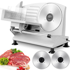 Meat Slicer, Electric Food Slicer with 2 Removable Stainless Steel Blades, Child Lock Protection, Adjustable Thickness, for Deli Cheese Bread