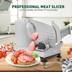 Meat Slicer, Electric Food Slicer with 2 Removable Stainless Steel Blades, Child Lock Protection, Adjustable Thickness, for Deli Cheese Bread