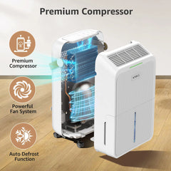 KNKA Pro Dehumidifier for Home, Basements, 10 Pints(DOE) Dehumidifier with Drain Hose, Max 2,000 Sq.ft., 0.8 Gal Water Tank, Smart Humidity Control, 3 Modes, Dry Clothes, 24HR Timer