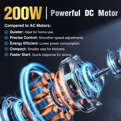 Fatabeta 200W Electric Meat Slicer for Home, with Dual Stainless Steel Blades & Tray, Adjustable Thickness, Detachable, Easy Clean