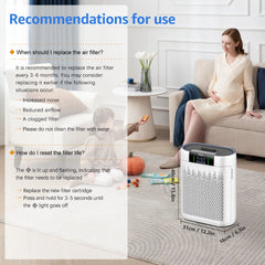 KNKA HEPA Air Purifier for Home - 2500 Sq.ft/h, for Allergy & Pet Defense, 99.97% Pet Hair/Dust/Pollen/Odors Capture, with Real-Time Air Quality Monitor & Essential Oil Diffuser - Touch Screen Contro