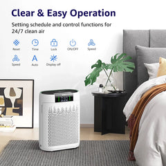 KNKA HEPA Air Purifier for Home - 2500 Sq.ft/h, for Allergy & Pet Defense, 99.97% Pet Hair/Dust/Pollen/Odors Capture, with Real-Time Air Quality Monitor & Essential Oil Diffuser - Touch Screen Contro