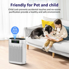 KNKA HEPA Air Purifier for Home - 2500 Sq.ft/h, for Allergy & Pet Defense, 99.97% Pet Hair/Dust/Pollen/Odors Capture, with Real-Time Air Quality Monitor & Essential Oil Diffuser - Touch Screen Contro