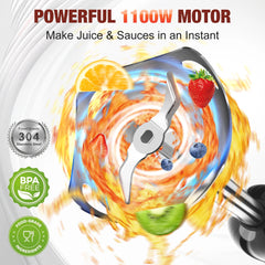 Fatabeta Immersion Blender, 1100W Immersion Blender Handheld with 21 Speeds & Turbo Boost – 3-in-1 Hand Blender for Purees, Baby Food, Milkshakes, Soups & Smoothies