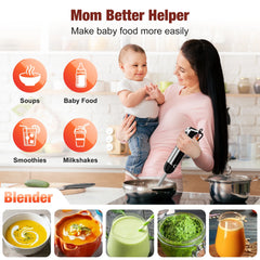 Fatabeta Immersion Blender, 1100W Immersion Blender Handheld with 21 Speeds & Turbo Boost – 3-in-1 Hand Blender for Purees, Baby Food, Milkshakes, Soups & Smoothies