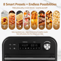 Multifunctional Digital Air Fryer Oven, 14QT 8-in-1 Countertop Convection Oven, 360° Evenly Oil-Free, with Recipe Book, Non-Stick Stainless Steel