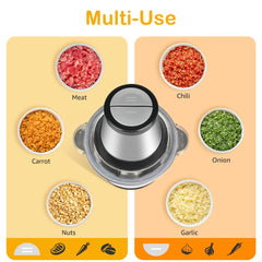 MULISOFT Electric Food Chopper, 2 Speed Food Processor with Bi-Level Blades, Meat Grinders for Vegetable, Onion, Garlic, Salad, Baby Food, Fruit, Nuts, 8 Cup