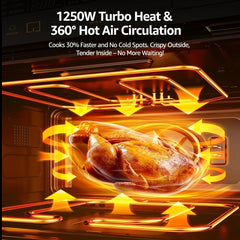 14QT 4-in-1 Air Fryer Toaster Oven Combo | Full Stainless Steel Countertop Oven with Convection Bake, Broil, Healthy Low-Oil Grill & Fast Warm