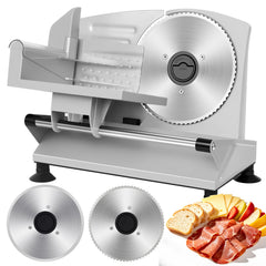 CUOCCO PRO 150W Electric Meat Slicer with 2 Blades, Adjustable Thickness 0-15mm, Removable Blade for Easy Cleaning, Child Safety Lock & Non-Slip Suction Feet, Ideal for Deli Meat, Cheese, and Bread