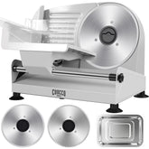 CUOCCO PRO 200W Electric Meat Slicer Machine - Home Food Slicer with Dual Blades, 0-15mm Adjustable, Detachable for Easy Cleaning, Child Safety Lock, Includes Stainless Steel Tray