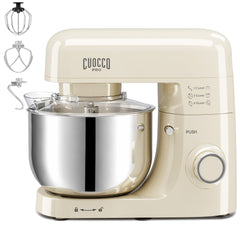 CUOCCO PRO 6.5 Qt Stand Mixer, Mixers for Kitchen, Handles Up to 1100g/2.4 lb Dry Flour, 1200W Peak, 8 Speeds + Pulse, Dough Hook, Beater & Whisk for Bread & Pizza, Cake & Cookies