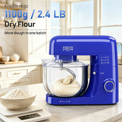 CUOCCO PRO 6.5 Qt Stand Mixer, Mixers for Kitchen, Handles Up to 1100g/2.4 lb Dry Flour, 1200W Peak, 8 Speeds + Pulse, Dough Hook, Beater & Whisk for Bread & Pizza, Cake & Cookies