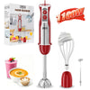 CUOCCO PRO 1100W Immersion Blender, Hand Blender for Smoothies & Soups with 21 Speeds + Turbo Mode, Whisk & Milk Frother Attachments, Dishwasher Safe Stick Blender for Baby Food, Baking, Latte, Red