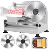 Electric Meat Slicer, 200W Meat Slicer Machine with 2 Blades, 0–15mm Adjustable Thickness, Deli Food Slicer, Child Lock, Removable Blade, Meat Cutter for Home Use