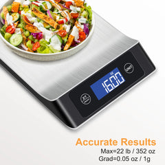 Food Scale, Kitchen Scale, MULISOFT Food Scales for Kitchen, LCD Display in Grams, Ounces, Pounds, Kilogram, Milliliter, Stainless Steel, 7 Units with Tare Function