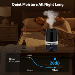 ITdodo Humidifier for Room, 4.5L Top Fill for Home, 40H Runtime, Quiet, Auto Humidity Control, Cool Mist Air Humidifier for Bedroom, Plants, Essential Oil Diffuser, Easy Clean