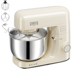 CUOCCO PRO 6.5 Qt Stand Mixer, Mixers for Kitchen, Handles Up to 1100g/2.4 lb Dry Flour, 1200W Peak, 8 Speeds + Pulse, Dough Hook, Beater & Whisk for Bread & Pizza, Cake & Cookies
