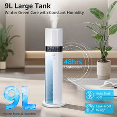 KNKA Pro Humidifier, 2.4gal/9L Cool Mist Humidifier, Top Fill, Timer, Remote Control, Sleep Mode, White