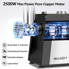 MULISOFT Meat Grinder, 2500W Electric Meat Grinders for Home Use, with Sausage Maker & Kubbe Kit, Heavy Duty