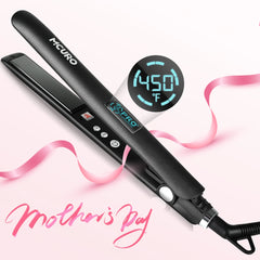 MCURO 1 inch Hair Straightener, Flat Iron for Hair Infused with Keratin, Dual Voltage Flat Iron, Hair Styling Tools, Black