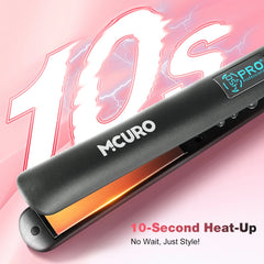 MCURO 1 inch Hair Straightener, Flat Iron for Hair Infused with Keratin, Dual Voltage Flat Iron, Hair Styling Tools, Black