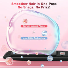 MCURO 1 inch Hair Straightener, Flat Iron for Hair Infused with Keratin, Dual Voltage Flat Iron, Hair Styling Tools, Black