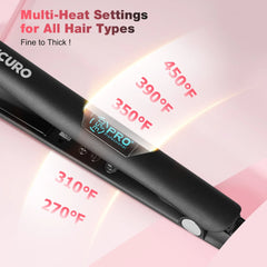 MCURO 1 inch Hair Straightener, Flat Iron for Hair Infused with Keratin, Dual Voltage Flat Iron, Hair Styling Tools, Black