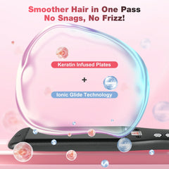 MCURO Hair Straightener, Flat Iron for Hair, 1.5-inch Floating Titanium Wide Plates, Professional Straightener with Digital Display, Dual Voltage, Black