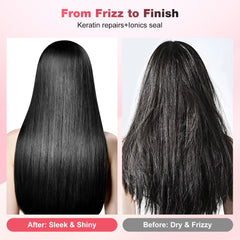 MCURO Hair Straightener, Flat Iron for Hair, 1.5-inch Floating Titanium Wide Plates, Professional Straightener with Digital Display, Dual Voltage, Black