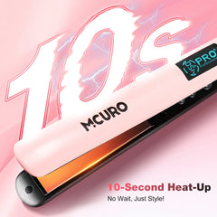 MCURO 1 inch Hair Straightener, Flat Iron for Hair Infused with Keratin, Dual Voltage Flat Iron, Hair Styling Tools, Pink