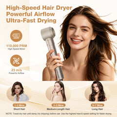 MCURO 6 in 1 Hair Dryer Brush Air Styler, Hot Air Brush Blow Dryer Volumizer Curling Iron, Straightening, for All Hair Types, Includes Travel Case