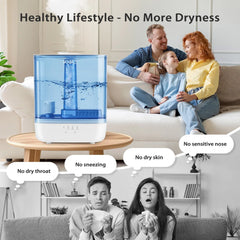 KNKA Humidifier, 6L Humidifier for Room, Cool Mist Humidifier for Home, Baby, and Bedroom, Quiet, Top-Fill, 360° Nozzle, 60-Hour Runtime, White