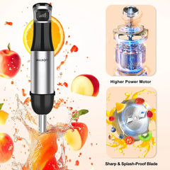 MULISOFT Immersion Blender Handheld, 5-in-1 Hand Blender with Variable Speed Design for Baby Food, Soup, Smoothies & Baking, Easy to Clean