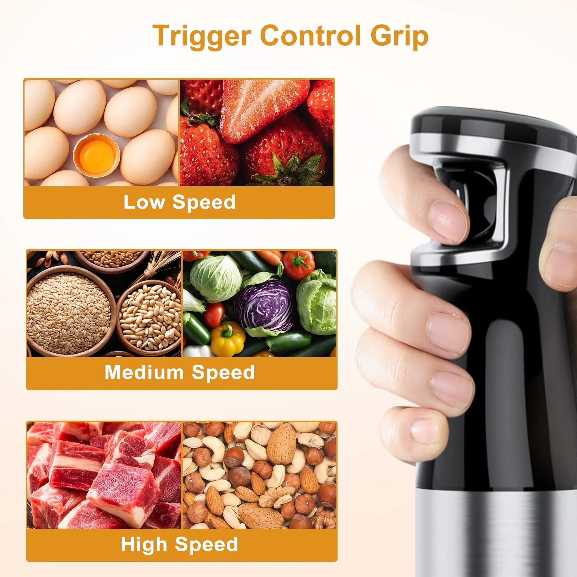 MULISOFT Immersion Blender Handheld, 5-in-1 Hand Blender with Variable Speed Design for Baby Food, Soup, Smoothies & Baking, Easy to Clean