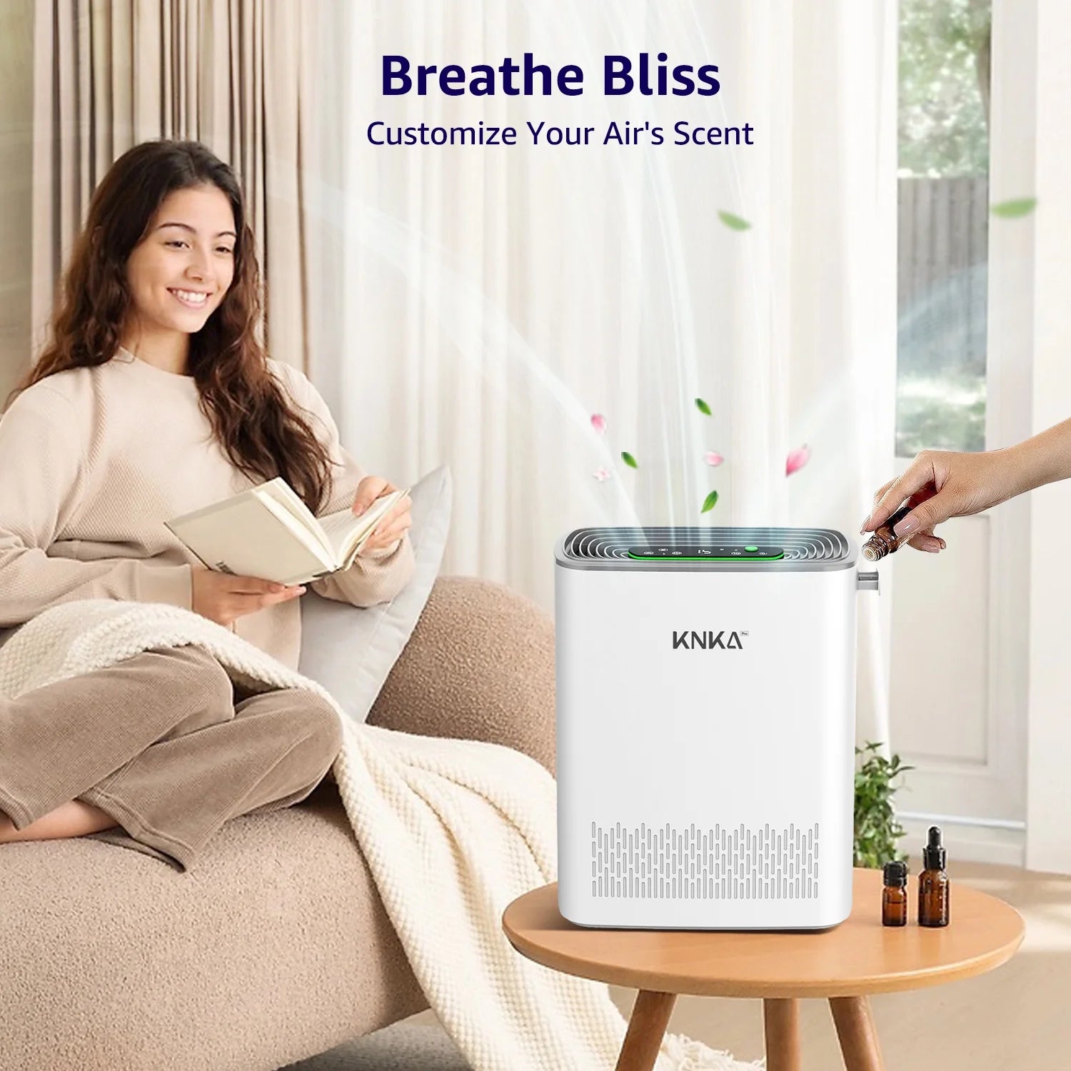 KNKA HEPA Air Purifiers for Home Large Room up to 3200 Sq.ft – Allergy & Pet Hair Relief, Air Quality Monitor, Auto/Turbo Mode, Essential Oil Diffuser, Ultra-Quiet
