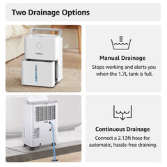 KNKA Pro Dehumidifier for Home with Drain Hose, MAX 19 pints/day, Dehumidifier for Basements, Continuous Drainage, Auto Humidity Control for Bedroom, Bathroom, RV