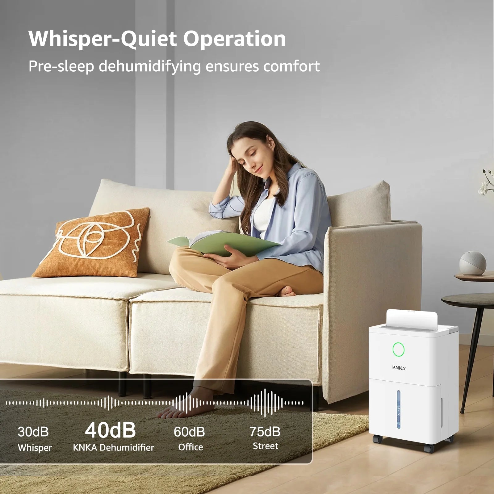 KNKA Pro Dehumidifier for Home with Drain Hose, (DOE Rating 10 pints/day), Dehumidifier for Basements, Covers Up to 1,500 Sq Ft, Auto Humidity Control for Bedroom, Bathroom, RV