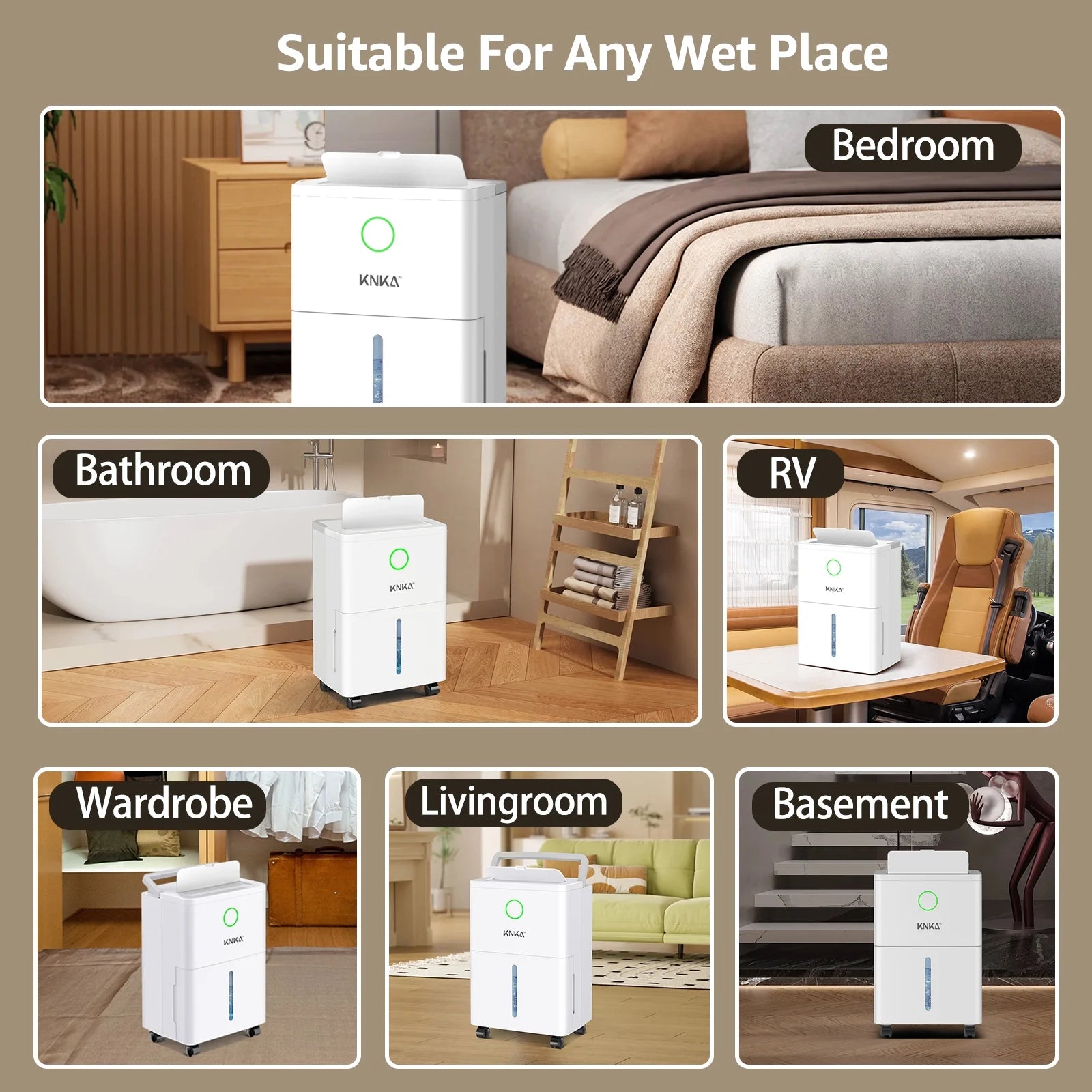 KNKA Pro Dehumidifier for Home with Drain Hose, (DOE Rating 10 pints/day), Dehumidifier for Basements, Covers Up to 1,500 Sq Ft, Auto Humidity Control for Bedroom, Bathroom, RV