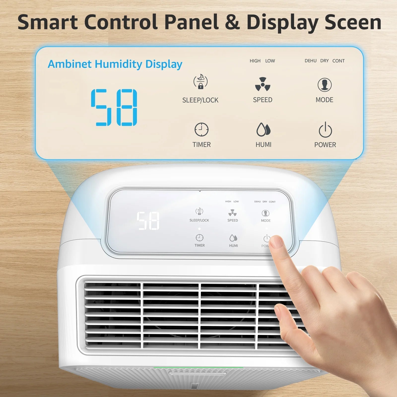 KNKA Pro Dehumidifier for Home, Basements, 10 Pints(DOE) Dehumidifier with Drain Hose, Max 2,000 Sq.ft., 0.8 Gal Water Tank, Smart Humidity Control, 3 Modes, Dry Clothes, 24HR Timer