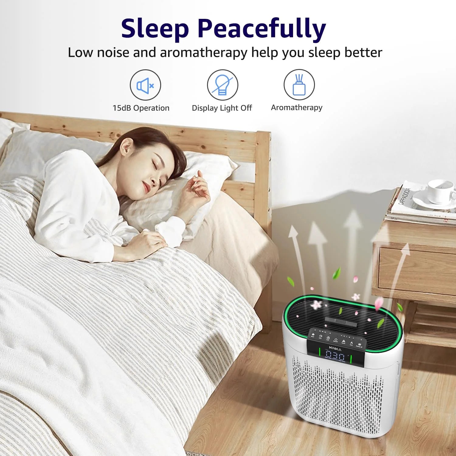 KNKA HEPA Air Purifier for Home - 2500 Sq.ft/h, for Allergy & Pet Defense, 99.97% Pet Hair/Dust/Pollen/Odors Capture, with Real-Time Air Quality Monitor & Essential Oil Diffuser - Touch Screen Contro