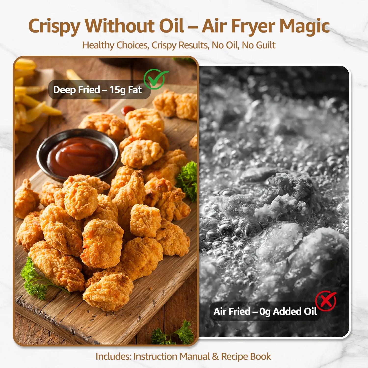 Multifunctional Digital Air Fryer Oven, 14QT 8-in-1 Countertop Convection Oven, 360° Evenly Oil-Free, with Recipe Book, Non-Stick Stainless Steel