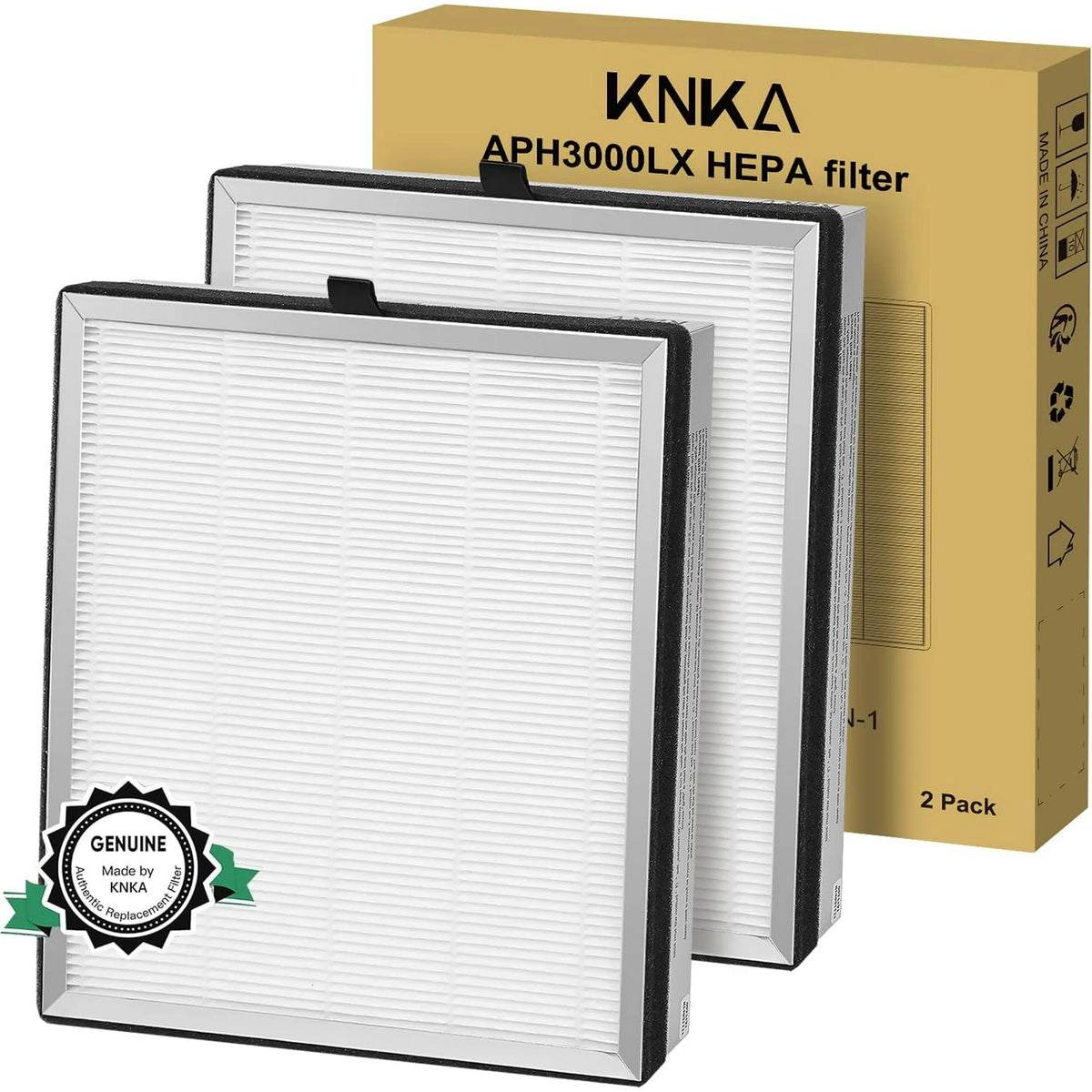 KNKA HEPA Air Purifier Replacement Filter for APH3000, 2 Pack, H13 True HEPA Filter