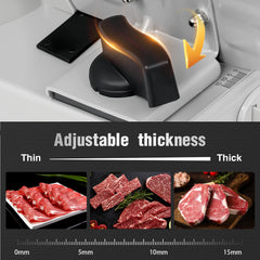 CUOCCO PRO 150W Electric Meat Slicer with 2 Blades, Adjustable Thickness 0-15mm, Removable Blade for Easy Cleaning, Child Safety Lock & Non-Slip Suction Feet, Ideal for Deli Meat, Cheese, and Bread