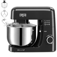 CUOCCO PRO 6.5 Qt Stand Mixer, Mixers for Kitchen, Handles Up to 1100g/2.4 lb Dry Flour, 1200W Peak, 8 Speeds + Pulse, Dough Hook, Beater & Whisk for Bread & Pizza, Cake & Cookies