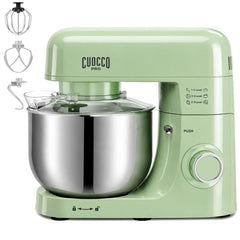 CUOCCO PRO 6.5 Qt Stand Mixer, Mixers for Kitchen, Handles Up to 1100g/2.4 lb Dry Flour, 1200W Peak, 8 Speeds + Pulse, Dough Hook, Beater & Whisk for Bread & Pizza, Cake & Cookies