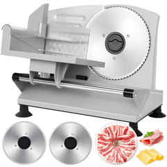 Electric Meat Slicer 150W, Food Slicer with 2 Removable Stainless Steel Blades, Adjustable Thickness 0-15mm, Child Lock, Suction Base, Deli Meat & Bread Slicer Machine for Home Use
