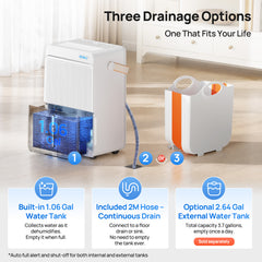 Dehumidifier for Basements and Large Rooms, MAX 80 Pints, Up to 4500 Sq.Ft, Dehumidifiers for Home with Drain Hose, Intelligent Humidity Control, Dual Timer(at 95°F, 90% RH)