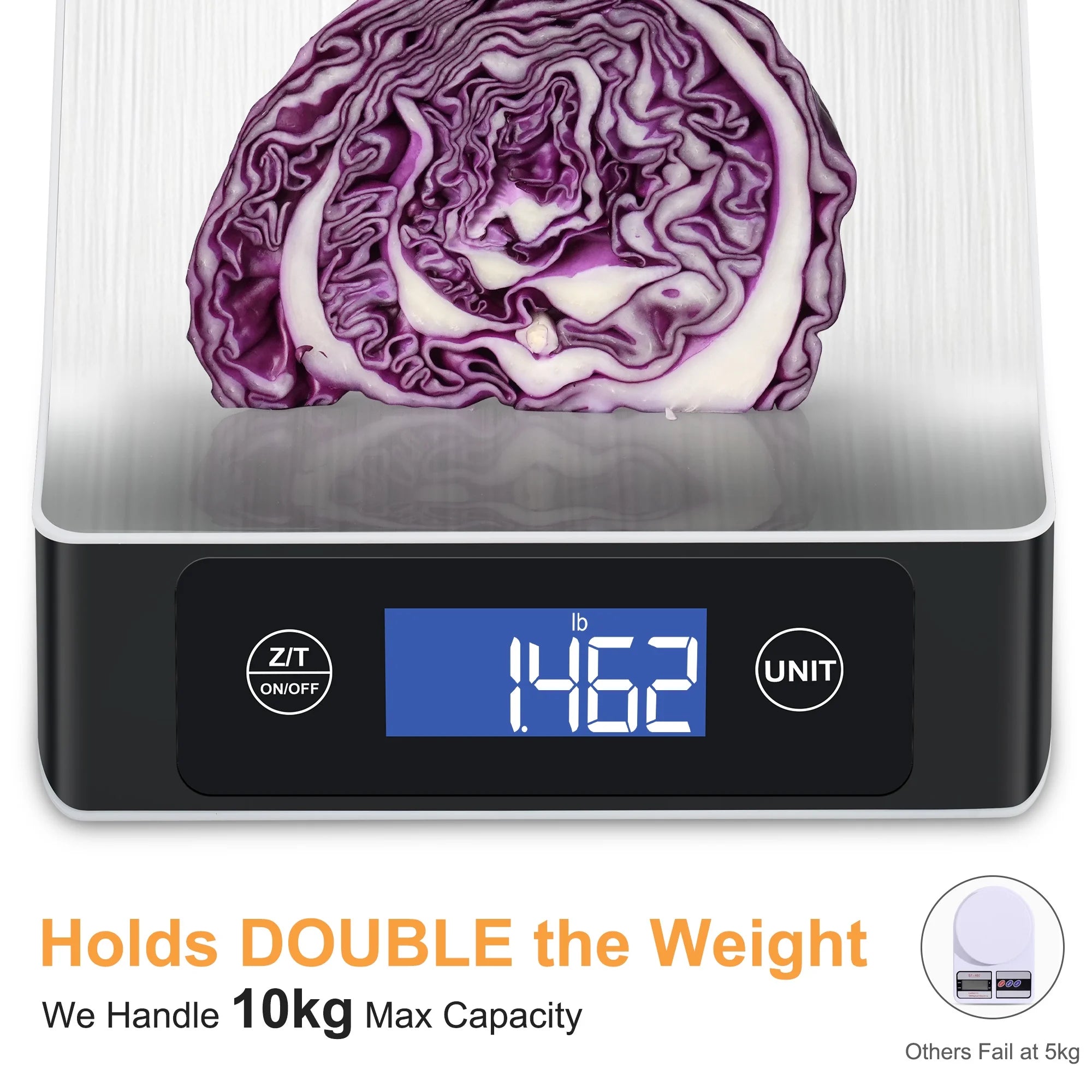 Food Scale, Kitchen Scale, MULISOFT Food Scales for Kitchen, LCD Display in Grams, Ounces, Pounds, Kilogram, Milliliter, Stainless Steel, 7 Units with Tare Function
